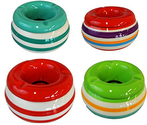 Riya Shop XXL – Cenicero (Stripe Mesa achenbecher Cenicero Tapa Rayas Porcelana
