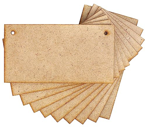Creative Deco 10 x Große Holz Basteln Anhängers aus MDF | 150 x 80 x 3-4 mm | Unlackierten Holz Scheiben zum Aufhängen | Ideal als Dekoration für Hochzeit, Weihnachten, Geburtstag, Taufe