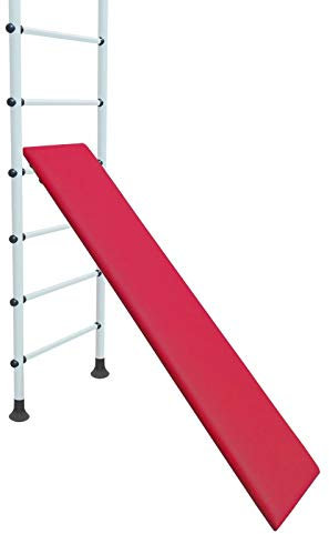 NiroSport Schrägbrett für Sprossenwand, Schrägbank, Holz, gepolstert, Kunstlederbezug, 160 x 35 cm, belastbar bis 130 kg, Rot