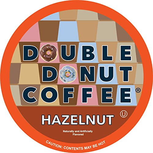 Hazelnut Flavored Medium Roast Coffee for Keurig K Cups Coffee Makers from Double Donut, 96 Capsules