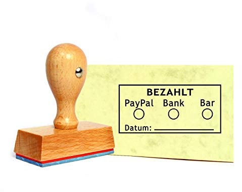 Stempel Bezahlt zum Ankreuzen - ca. 50 x 25 mm - Büro Buchungsstempel Kontierungsstempel