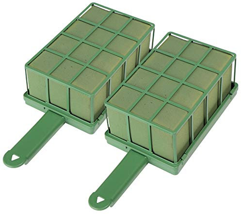 com-four® 2x composto plug-in per composizioni floreali con supporto e griglia - schiuma floreale per fiori freschi - spugna per la realizzazione per matrimonio e compleanno