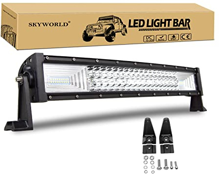 SKYWORLD Barras de luz LED curvadas, 22 pulgadas 55.88 cm 270W Combinación de inundación de punto de triple riga Viga Luz de niebla de conducción todoterreno para camión todoterreno 4WD ATV 4x4 Pickup