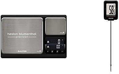 Heston Blumenthal Dual Platform Precision Scale by Salter, 10kg Capacity, Ultimate Accuracy Platforms & Blumenthal Digital Meat Thermometer, Instant Read Food Probe for Kitchen, Cooking, BBQ