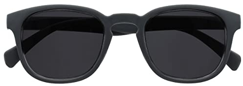 OPULIZE POP Lesesonnenbrille für Damen und Herren - Lustige Runde Brille Matt - Getönte Gläser mit UV400 - Komfortable Federscharniere - Grau +1.00
