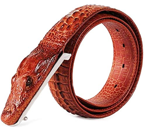 LX-SUNCX Herren Gürtel, Alligator Gürtel Rindsleder Krokodil Print Gürtelschnalle - mit Geschenkbox