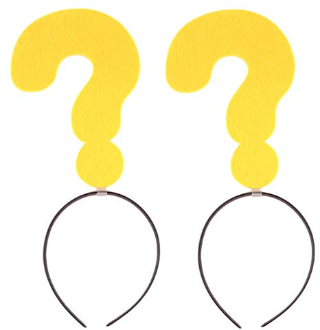 Amosfun 2Pcs Fragezeichen Stirnband Party Fotokabine Stirnband Urlaub Weihnachten Haar Reifen Kostüm Kopfschmuck Party Bevorzugt Gelb