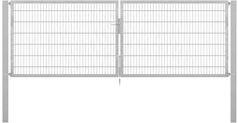 Alberts 649449 Doppeltor Flexo Plus mit Zubehör | verschiedene Breiten und Höhen | Pfostenstärke 100 x 100 mm | feuerverzinkt | Breite 400 cm | Höhe 140 cm