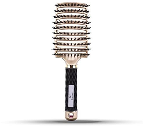Haarbürste/Entwirrungsbürste aus Wildschweinborsten und Nylonborsten, KÖ beauté Nature Brush/Naturbürste Detangler Brush, Haare ohne Haarbruch entwirren für Frauen und Männer (Gold)