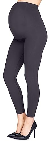 LORES Dam Over Bump moderskap full längd leggings, mjukt magstöd, elastiska midjebyxor för förväntande mödrar, Antrakit, L/XL