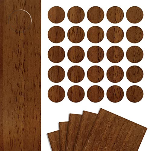 DecoMeister Möbelkappe Selbstklebende Abdeckkappen für Möbel Möbelpflaster Aufkleber Klebepunkte Bohrloch Abdeckung Schraubenabdeckung Ø 14mm Durchmesser à 125 Stück Nussbaum