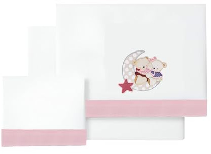 variouss Juego de sábanas para Cuna 60 x 120 cm, Tejido 100% Algodón Fabricado en España (Rosa) …