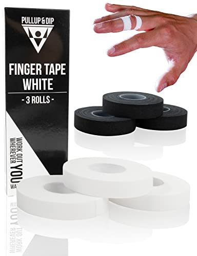 PULLUP & DIP Fingertape extra stark, 3 Rollen (30m) Finger Tape, hautfreundliches Sporttape, Handtape für Kraftsport, Bjj, Handball Zubehör, Klettertape Finger, Torwart Training (Weiß)