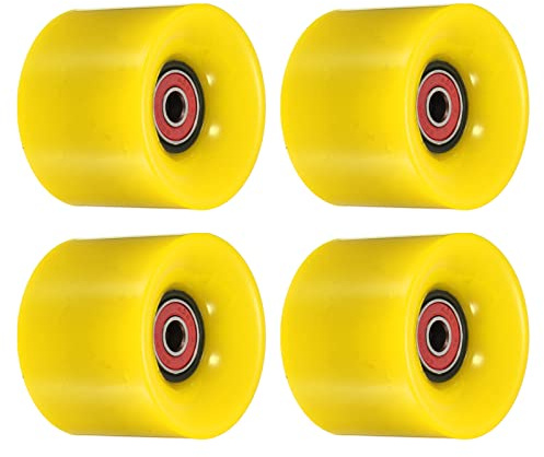 PATIKIL 60mm Longboard Wheels with Bearings ABEC-9, 4 Pack Street Wheels for Skateboards Cruiser Wheel Replacement 80A, Red Yellow