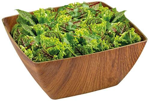 BATANIA Obst- und Salatschüssel | Obstkorb | Kunststoff in Holz-Optik | Große Bowl (Eckig | 5 Liter)