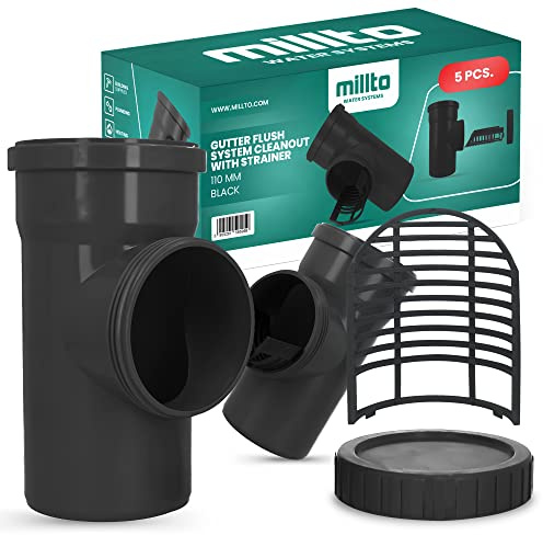 5x Fallrohrfilter DN 100 Ø 110 mm Schwarz Regenrohfilter mit Sieb Regenrohrablauf Regensammler Dachrinnenschutz Dachrinnen Laubschutz Regenwasser Regentonne Regenwasserfilter