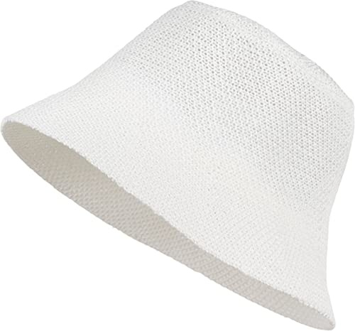 styleBREAKER Cappello da Sole Femminile in Paglia di Carta Pieghevole, Cappello da Pescatore Leggero con Fascia Antiscivolo, Protezione Solare Estiva per Outdoor e Spiaggia, Bianco