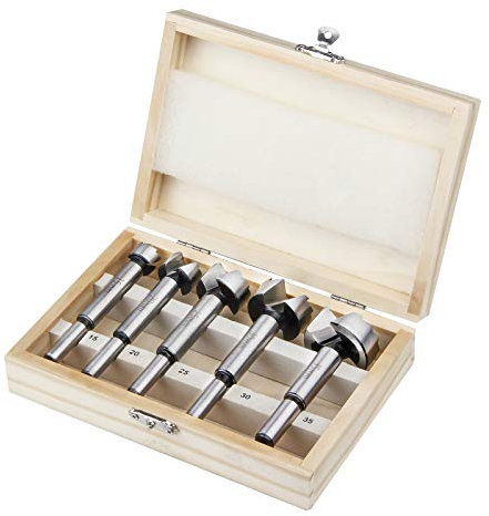 HPHOPE Forstnerbohrer Set - 5tlg Satz für Holz Ø15-35mm, Forstner Bits, Bohraufsätze, Mit Aufbewahrungskoffer