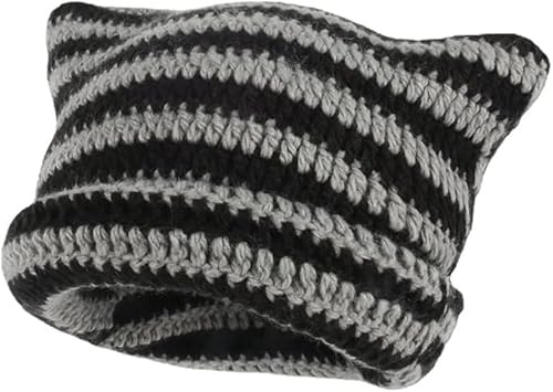 Yixda Warm Strickmütze Damen Mädchen Katzen Ohr Mütze Wintermütze Beanie Hut