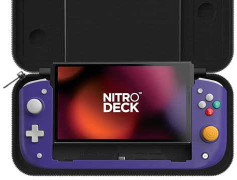 CRKD Nitro Deck Limited Edition with Carry Case - Professional Handheld Deck with Zero Stick Drift for Nintendo Switch and Switch OLED (Retro Purple- Crystal Collection)