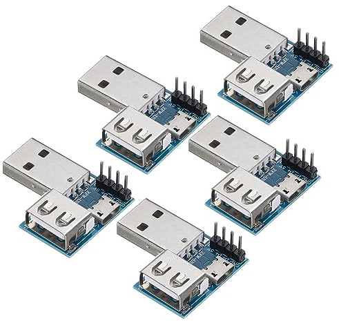 QUARKZMAN 5 Stück USB Adapterplatine, Micro USB auf Header Adapter Connector PCB Konverter Pin Board für DIY Stromversorgung, Blau