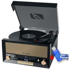 BMI Système Chaîne HiFi CD 20W avec Platine Vinyle - CD/FM/USB/AUX - 33/45/78 Tours+clé USB 32Go