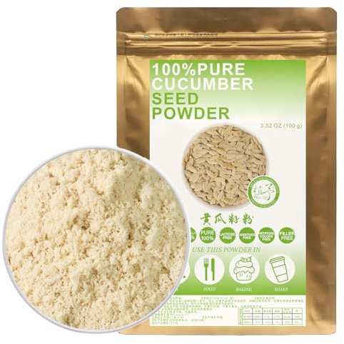 100% Natural Pure Cucumber Seed Powder 100g/3.52oz 黄瓜籽粉 Cucumber seed kernels For Smoothies, Shakes, Baking & Drinks,Tea | Free from Preservatives
