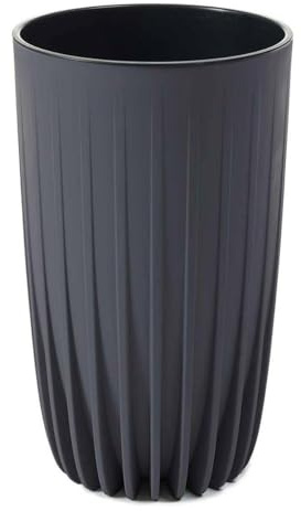 HowHomely Hög blomkruka strippad ECO – blomkruka 25 x 42 cm – modern blomkruka stor plast – metallhandtag – återvinning blomkruka plast inomhus och utomhus stor – antracit