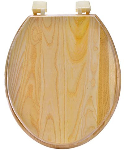 Toilettensitz mit Absenkautomatik Länglicher Toilettensitz aus Holz, Standard-Toilettensitz aus Holz mit rutschfesten Sitzstoßstangen, leicht zu reinigender Toilettendeckel for Standard-Toiletten/Holz