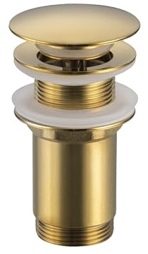 Balneo Click-Clack Ablaufventil Messing ohne Überlauf, Gold | Messing, korrosionsbeständig, Click-Clack, ohne Überlauf, 4 Silikondichtungen, 2 J. Garantie