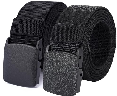 Mile High Life | Nylonbälte | Militärbälte för utomhusbruk | TSA YKK säkert spänne plast/metall, Svart-kors svart, 142CM
