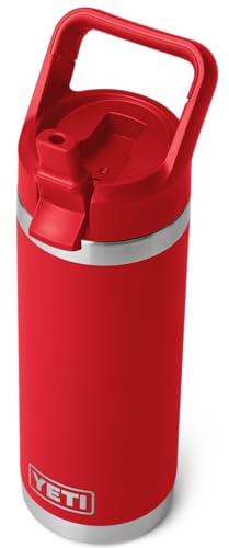 YETI Rambler C Straw Bottle, Stainless Steel Vacuum Insulated Bottle with Leakproof Straw Cap, Rescue Red, 18oz (532ml)