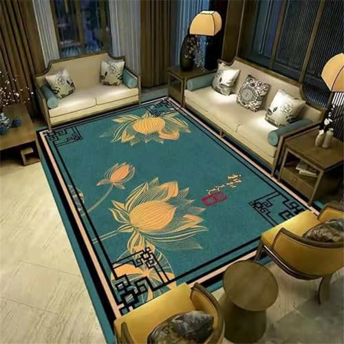 RUGMRZ Schöne Teppich Spiel Teppiche Licht Luxus Blaue Tinte Malerei Design Schlafzimmer Teppich waschbar Fleckerlteppich 90X150CM