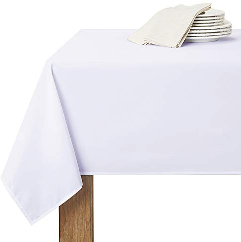 RYB HOME Weiße Tischdecke für Geburtstag und Hochzeit 1 Stück Tischtuch Weiß Abwaschbar Party Wasserdicht Tischwäsche Wohnzimmertisch, H 260 x B 140 cm