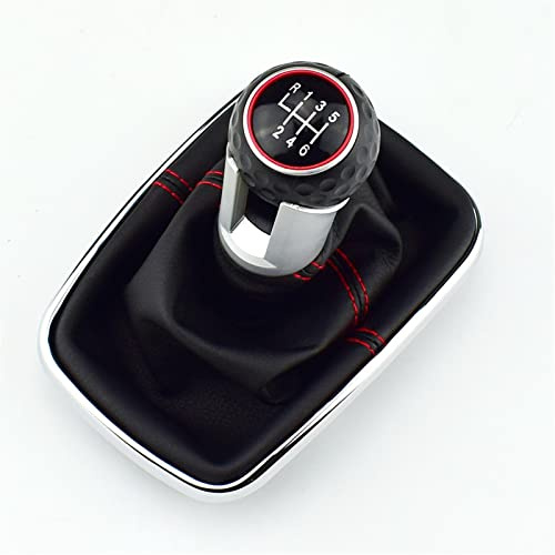 Vuzmode 12 mm Schaltknauf, 5-Gang-Knopf, Schalthebel, Gaitor-Manschette, PU-Leder, for Volkswagen, for VW, 1999–2004, for Golf 4 IV MK4 GTI R32, for Jetta Automatik-Schaltknauf(RED 6 Speed A)
