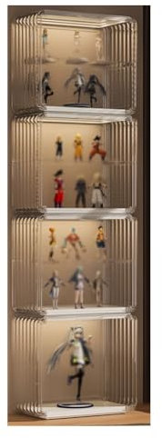 XLIHAWY 2-stöckige Vitrine Aus Acryl, Durchsichtiger Organizer Mit Unterteilungstafeln, Thekenvitrine Mit Magnetischer Tür Für Figuren Handtaschen Geldbörsen(Weiß)