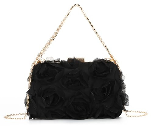 LHHMZ Damen Elegante Rose Clutch Blume Abendtasche Braut Hochzeit Clutch Floral Geldbörsen Party Prom Handtaschen