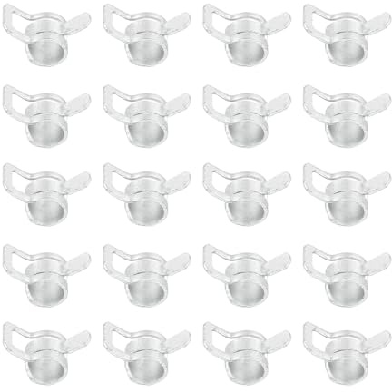 PATIKIL Spring Band Hose Clamps for 6.5-7.2mm OD Hose, 20 Pack Silicone Vacuum Constant Tension Band Clips for Fuel Line Silicone Air Hose Tube Water Pipe, White