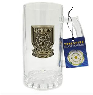 Beyond Happy Yorkshire Rose - Jarra de cristal resistente con texto en inglés God's Own Country