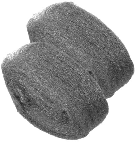 MUCKLILY 2pcs Steel Wool Pad Coarse Wire Wool for Wood Metal Cleaning Polishing Buffing