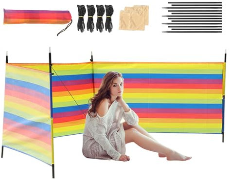 -Windblocker, Windschutz, Campingzubehör, Winddicht, mit Stangen und Tragetasche, Schatten, Outdoor-Ausrüstung, tragbar für Angeln, Picknicks, Grillen