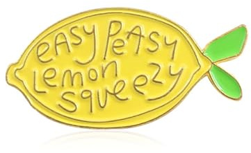 Huile goutte à goutte citron broche Easy Peasy, citron Squeezy jaune citron Denim veste insigne, jaune