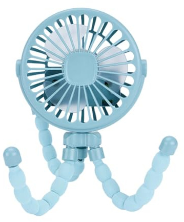Vocdikficy Mini Ventilatore Silenzioso Portatile Ricaricabile Tramite USB Blu A 3 Velocità Regolabile con Funzione di Illuminazione per Passeggino per Seggiolino Auto