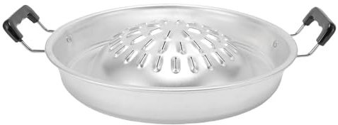 Thai BBQ Grillpfanne 2 in 1 Antihaftbeschichtet Gleichmäßige Erwärmung Aluminium Hot Pot Grill Kohlepfanne für Innen- und Außenbereich, Hot Pot Grill Kohlepfanne (30 cm/11.81in Originalfarbe)