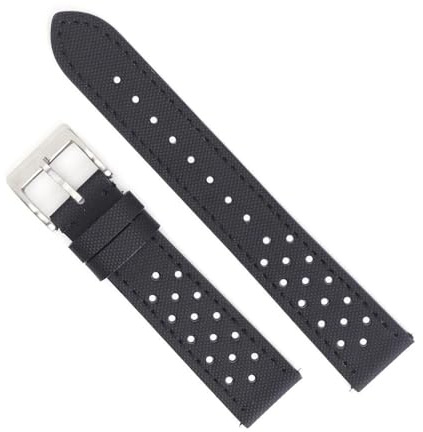 NLNKDTDPAK Bracelet de montre Rally for dégagement rapide, toile for voile et cuir durables, 18mm 19mm 20mm 22mm, accessoires de bracelet de montre, ceinture perforée(Black black line 1,19mm)