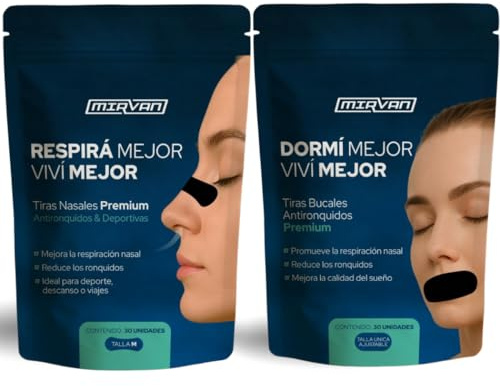 MIRVAN Tiras Nasales y Cintas Bucales para Dormir, Pack 60