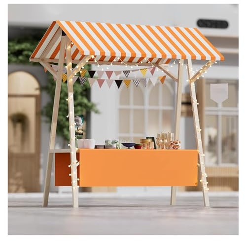 Tragbarer Blumenwagen aus Holz mit Rädern - Wasserdichter Eis- und Snackständer mit Baldachin, schnelle Einrichtung, faltbares Display für Veranstaltungen, 106,7 cm