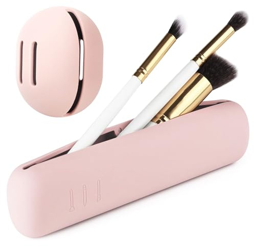 Noaxylic Make Up Pinsel Tasche, Travel Essentials Make Up Tasche Silikon | 1stk Make Up Pinsel Aufbewahrung und 1stk Beauty Blender Case, Tragbarer Kosmetiktasche, für Reisen, Zuhause, Schreibwaren