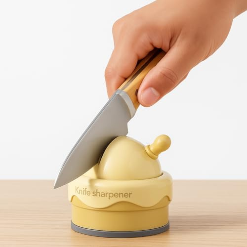 INNO-GO Knife Sharpener, Hands-Free Safety Design, Suction Cup Base, for Knives and Scissors