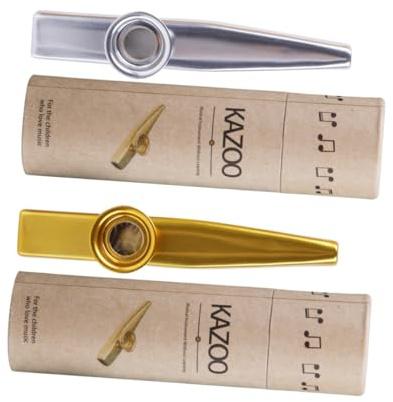 CONGARTENO Metall kazoo Gold und Silber Langlebiges Kazoo Instrument für Performance als Ukulele Begleiter Einfach zu Robustes Blasinstrument für Musikfreunde und Anfänger